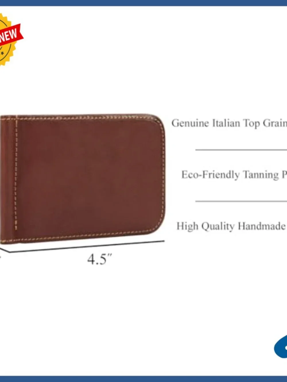 Slim Minimalist Bifold Wallet with Money Clip, Italian Leather Card Case